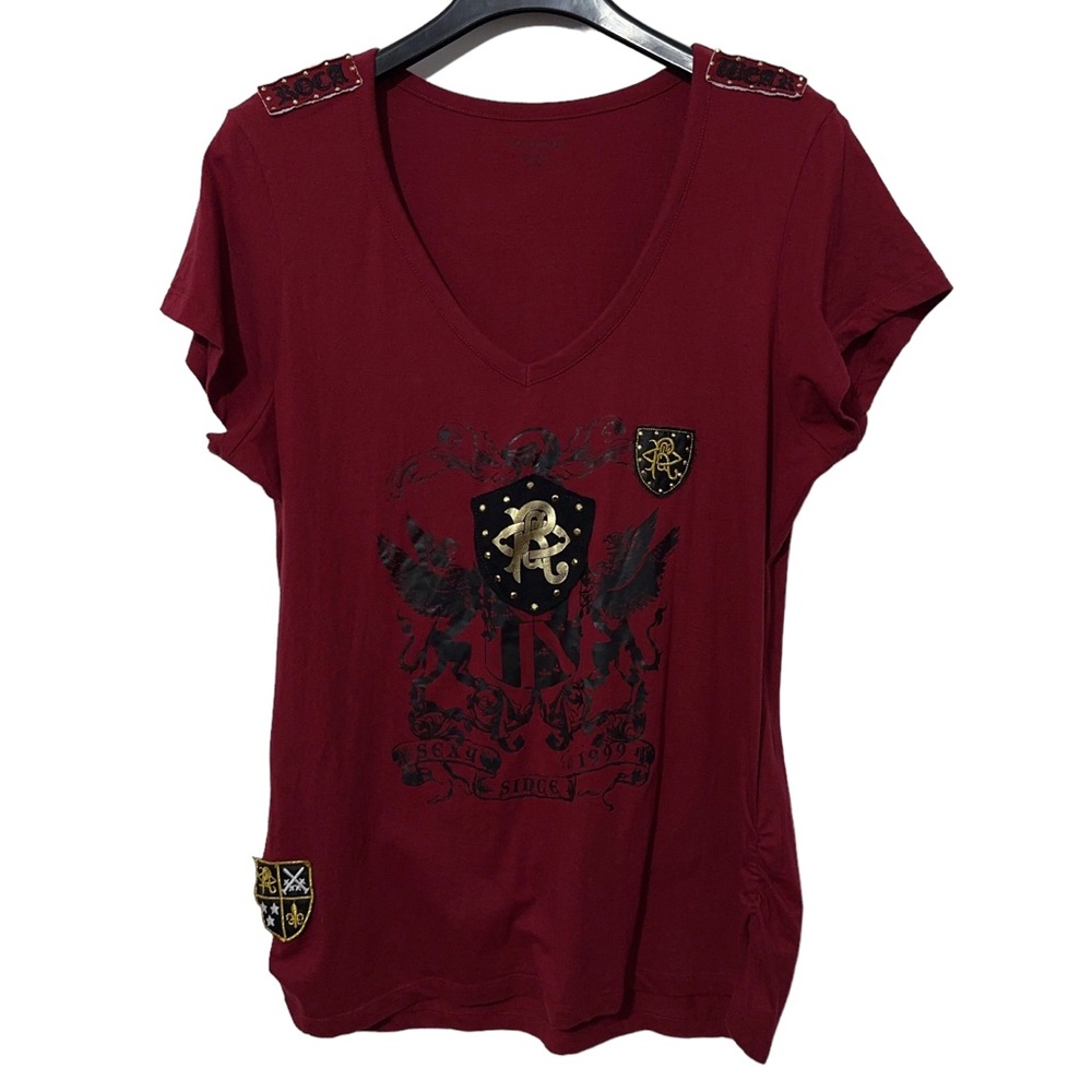 Rocawear Vintage Tshirt with Ruched Sides Patches Studs